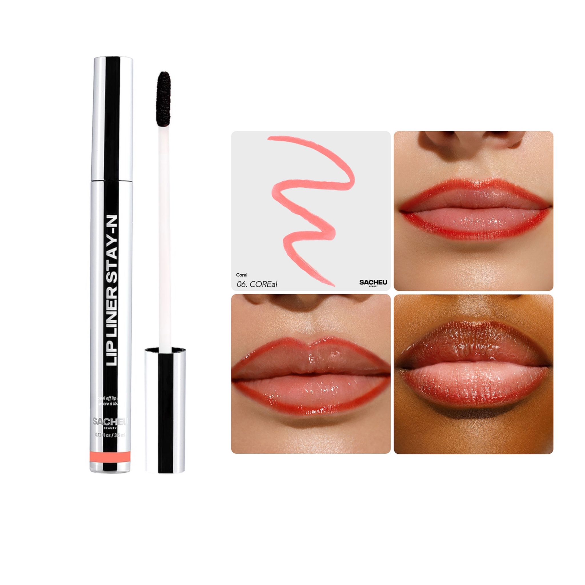 Lip Liner Stay-n Peel Off Lip Liner Sacheu - 06 Coral